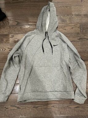 Nike Grey Heather Hoodie with Black Swoosh Accents